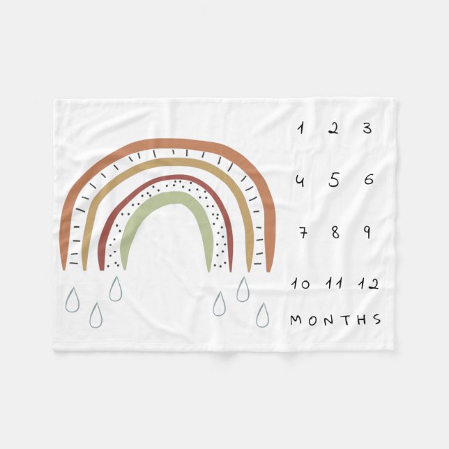 Cobertor De Velo Neutral Boho Rainbow Milestone (Frente (Horizontal))