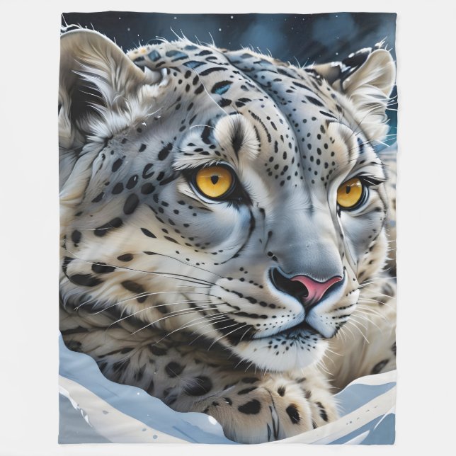 Cobertor De Velo Neve Leopardo Fleece Blanket (Frente)
