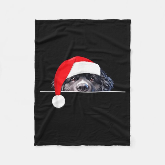 Cobertor De Velo New Foundland Dog Lover Funny Santa Hat Christmas  (Frente)