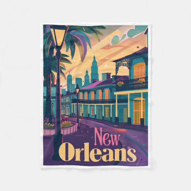 Cobertor De Velo New Orleans Louisiana French Quarter no Sunset (Frente)