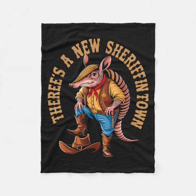 Cobertor De Velo New Sheriff In Town Funny Armadillo Cowboy Western (Frente)