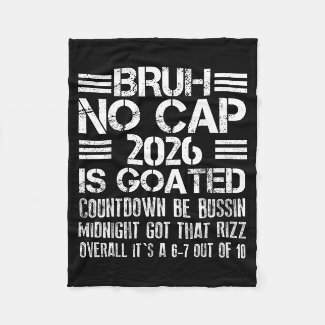 Cobertor De Velo New Year 2026 Bruh No Cap Countdown Bussin Funny R (Frente)