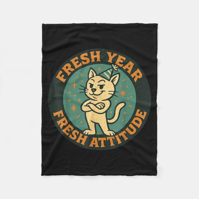 Cobertor De Velo New Year 2026 Funny Cat Lover Humor Fresh Attitude (Frente)