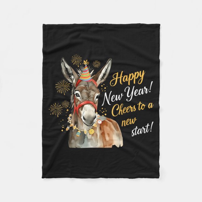 Cobertor De Velo New Year Farm Animal Farmgirl Happy New Year  (Frente)