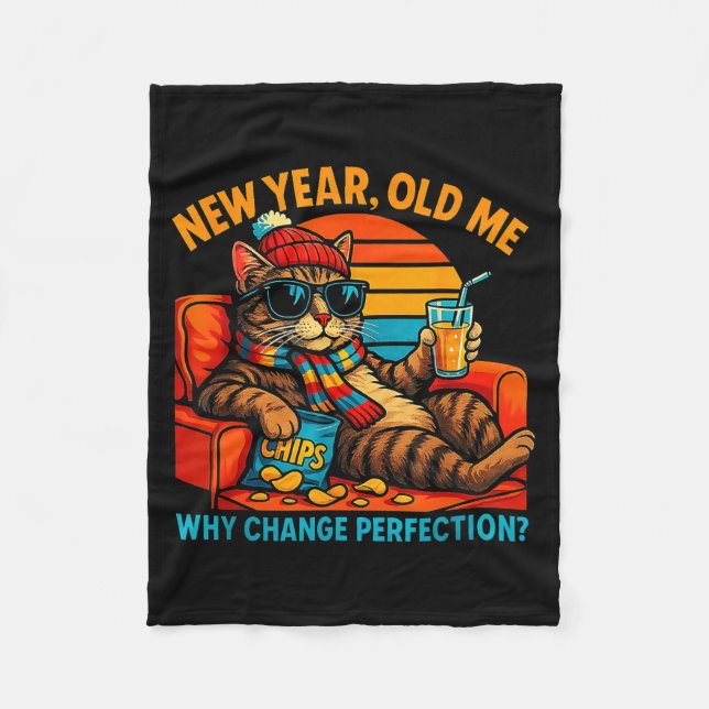 Cobertor De Velo New Year Old Me Funny Cat Retro Lazy Meme Gift  (Frente)
