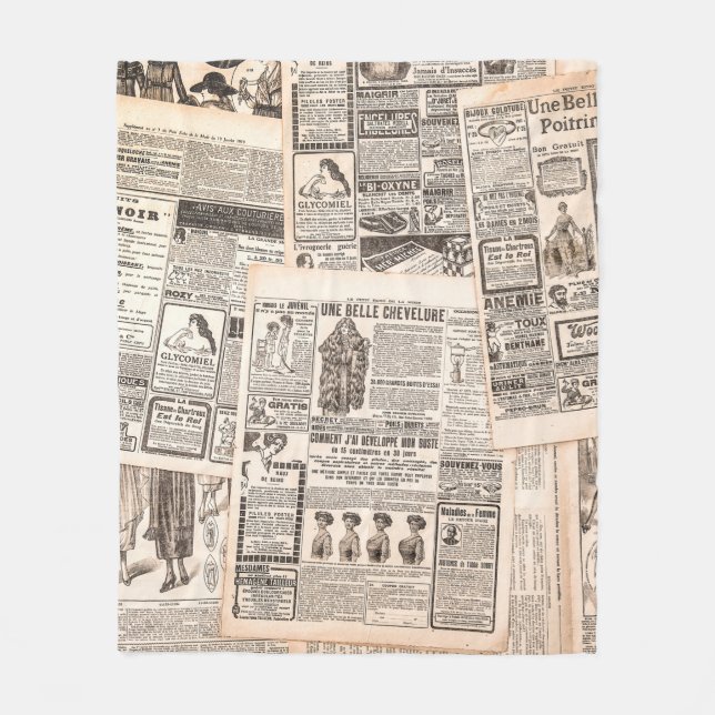 Cobertor De Velo Newspaper pages with antique advertising. Woman's  (Frente)