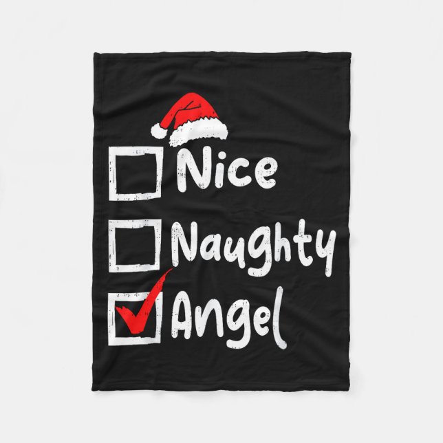 Cobertor De Velo Nice Naughty Angel Funny Christmas List Family Mat (Frente)