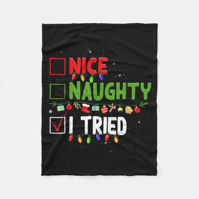Cobertor De Velo Nice Naughty I Tried Family Xmas Pajama Funny Chri (Frente)