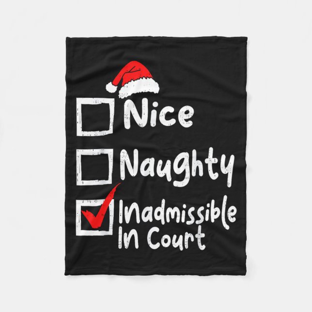 Cobertor De Velo Nice Naughty Inadmissible In Court Funny Christmas (Frente)