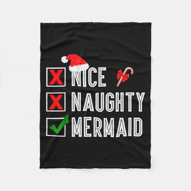Cobertor De Velo Nice Naughty Mermaid Merry Christmas Santa Claus X (Frente)