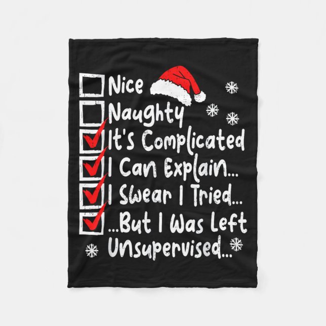 Cobertor De Velo Nice Naughty Multi Checklist Funny Christmas List  (Frente)