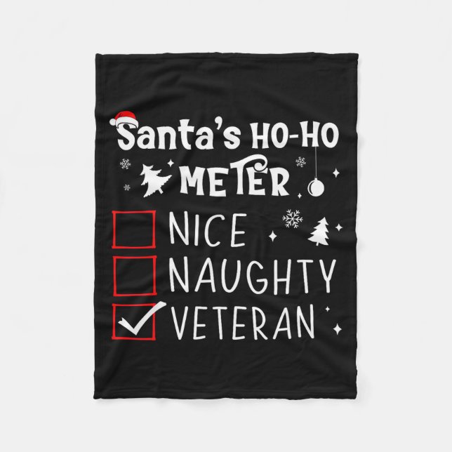 Cobertor De Velo Nice Naughty Veteran Christmas List Santa Military (Frente)
