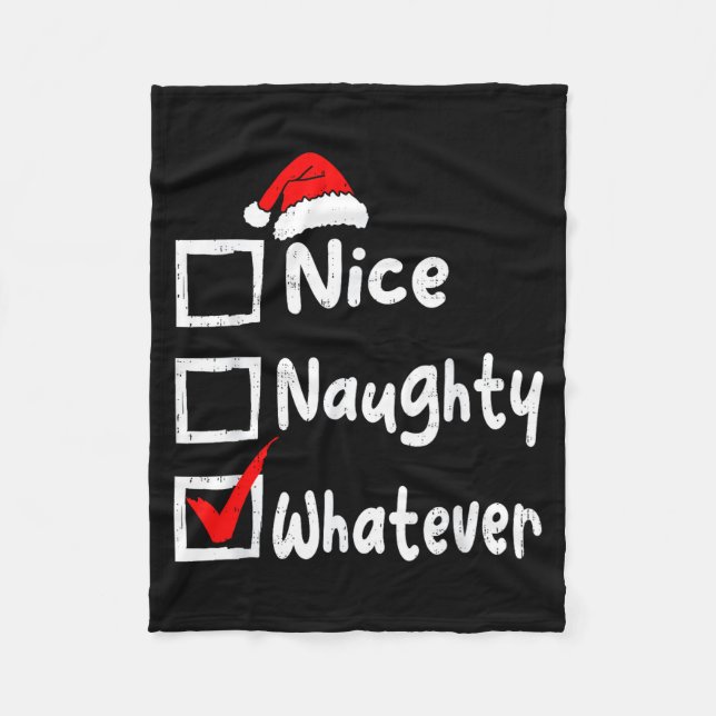 Cobertor De Velo Nice Naughty Whatever Funny Christmas List Family  (Frente)