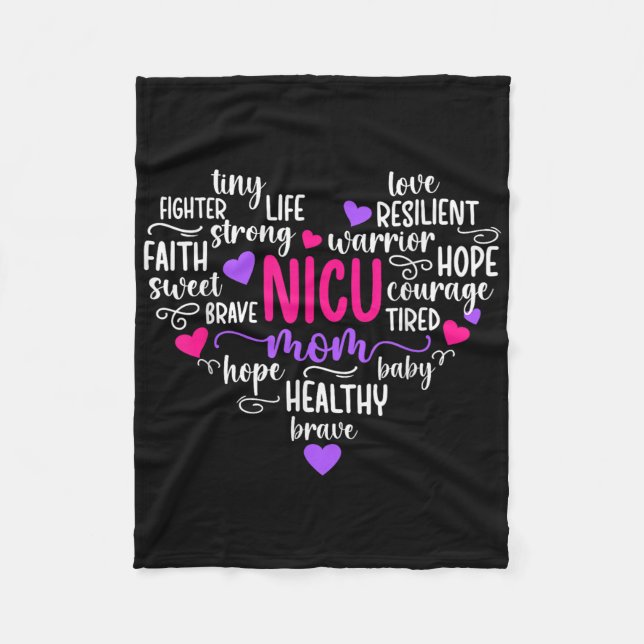 Cobertor De Velo Nicu Mãe Heart Micro Preemie Baby Mãe De Nicu Warr (Frente)