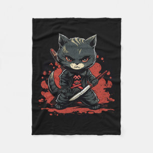 Cobertor De Velo Ninja Cat Samurai Cat