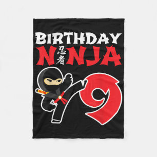 Cobertor De Velo Ninja de Aniversário - Festa de Ninja de 9 Anos -