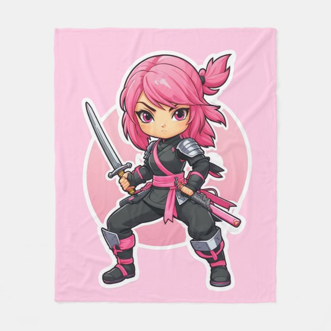 Cobertor De Velo Ninja Girl Rosa (Frente)