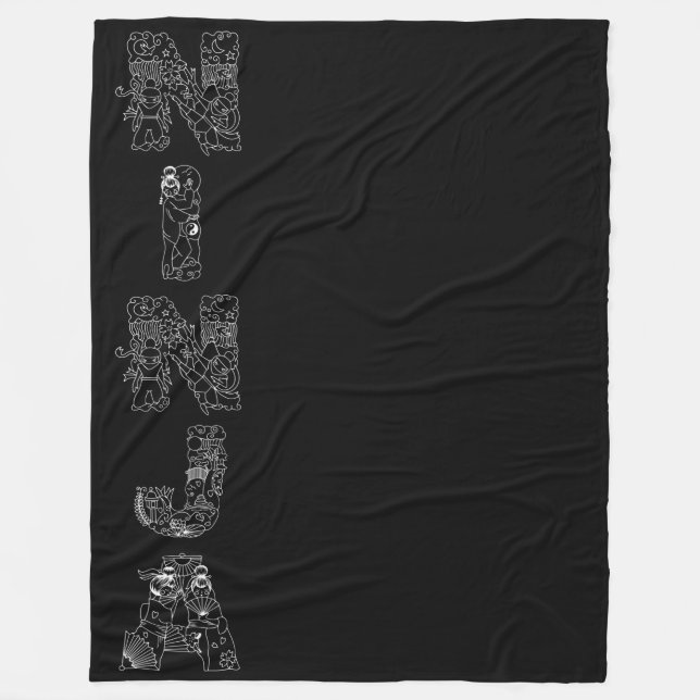 Cobertor De Velo Ninja White Artsy Text Em Preto (Frente)