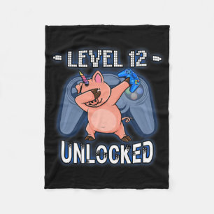Cobertor De Velo Nível 12 Desbloqueado - Dabbing Piggycorn Gamer An