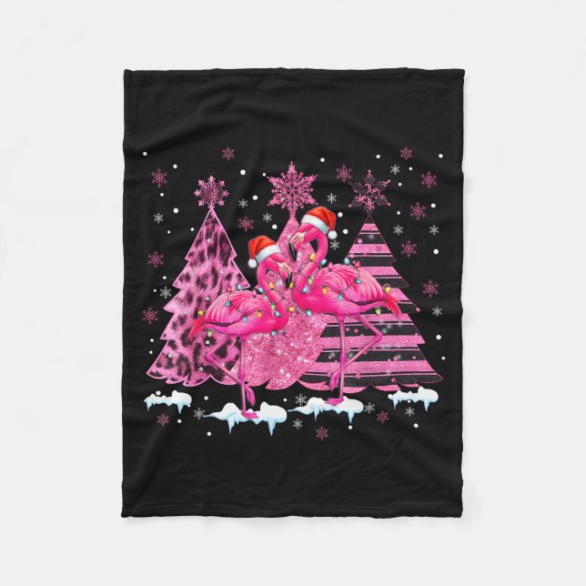 Cobertor De Velo Nk Flamingo Santa Hat Leopard Christmas Tree Xmas  (Frente)