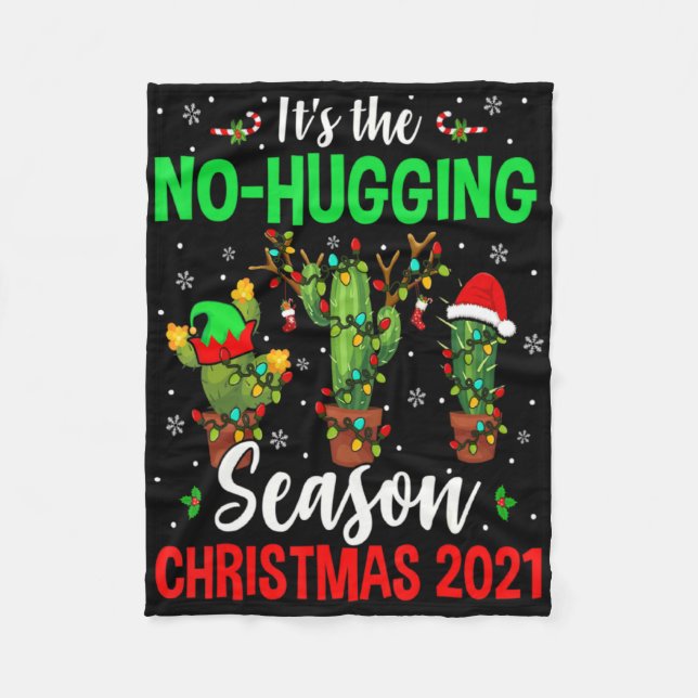 Cobertor De Velo No Hugging Season Xmas 2021 Elf Reindeer Santa Ca  (Frente)