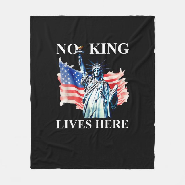 Cobertor De Velo No King Lives in America Freedom Flag Patriotic (Frente)