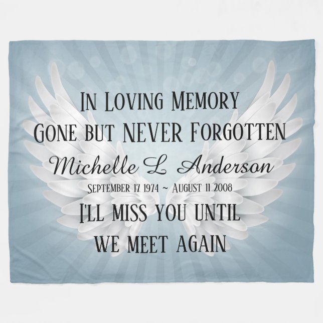 Cobertor De Velo No Loving Memory Angel Wings (Frente (Horizontal))