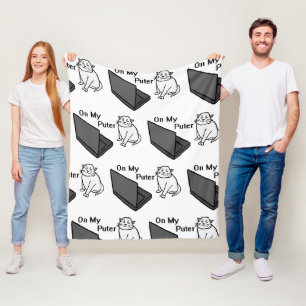 Cobertor De Velo No Meu Computador Divertido Meme de Gato Branco