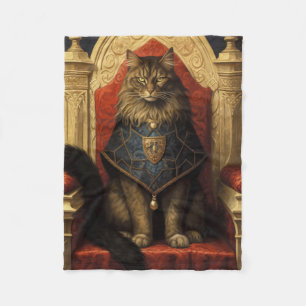 Cobertor De Velo Nobre Trono de Gato Maine Coon Arte Impressa