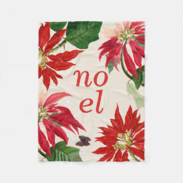 Cobertor De Velo Noel Watercolor Poinsettia Floral