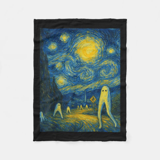 Cobertor De Velo Noite Estrelada Fresno Nightcrawler Van Gogh Hallo (Frente)