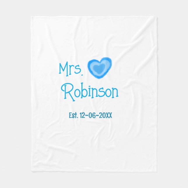 Cobertor De Velo Noiva para ser Sra adicionar nome data azul aquare (Frente)