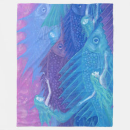Cobertor De Velo "Nômadas do Oceano" arte fantástica, peixes, serei