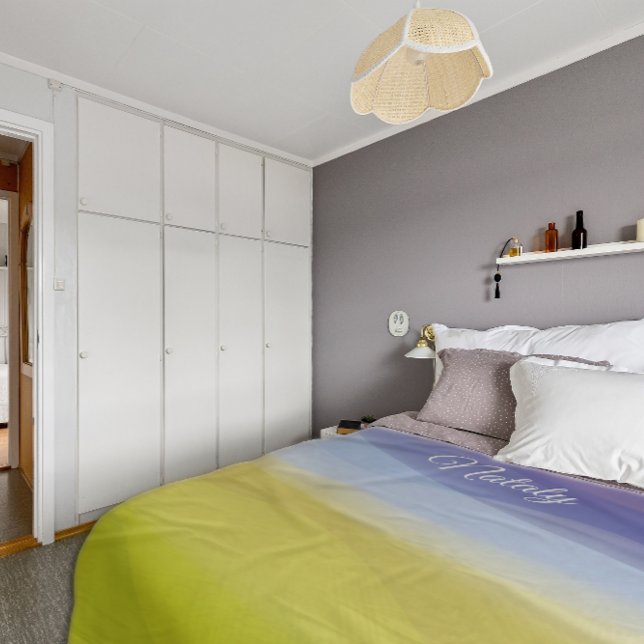 Cobertor De Velo nome azul abstrato wave yellow (Criador carregado)