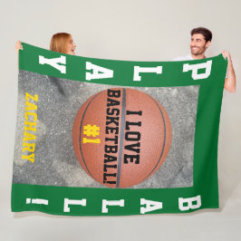Cobertor De Velo Nome Basquetebol Verde