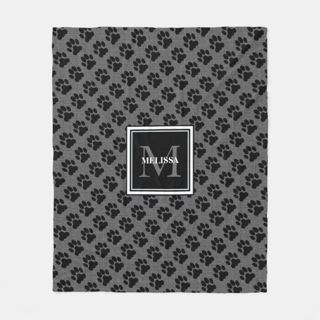 Cobertor De Velo Nome cinzento moderno do monograma da família da (Frente)
