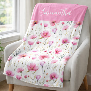 Cobertor De Velo Nome da Aguarela da Flor Silvestre Rosa