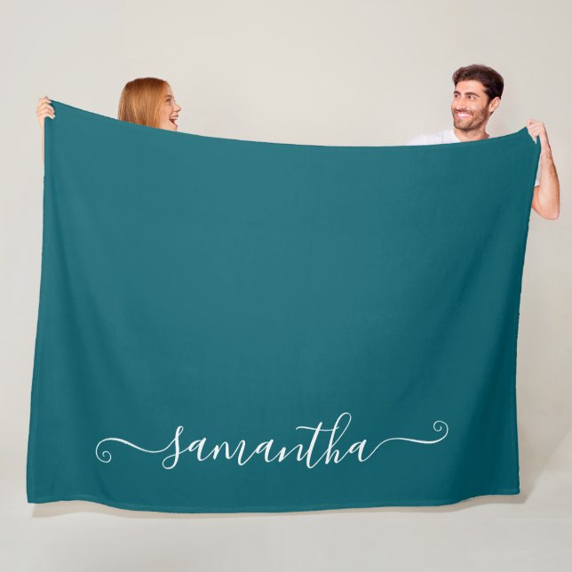 Cobertor De Velo Nome da Assinatura de Branco e Teal Escuro (In Situ)
