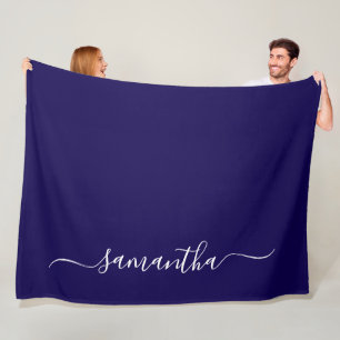 Cobertor De Velo Nome da assinatura do swash Elegante Azul e Branco