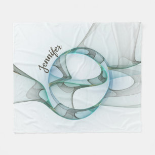 Cobertor De Velo Nome da Cinza Abstrato Fractal Azul Turquesa