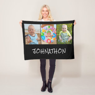 Cobertor De Velo Nome da Colagem de Fotos Moderna 3