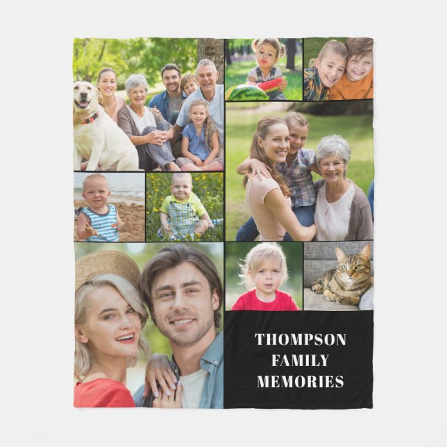 Cobertor De Velo Nome da Colagem de Fotos Moderna Fleece Blanket (Frente)