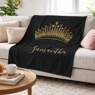 Cobertor De Velo Nome da coroa tiara rainha princesa ouro preto