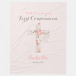 Cobertor De Velo Nome da cruz floral cor-de-rosa-rosado da primeira