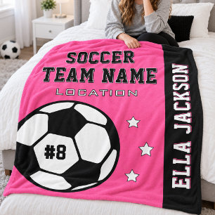 Cobertor De Velo Nome da Equipe de Futebol Rosa e Jogador