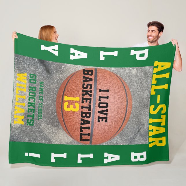 Cobertor De Velo Nome da Equipe Verde de Basquetebol (In Situ)