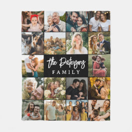 Cobertor De Velo Nome da família 18 Colagem de fotos preto elegante