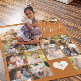 Cobertor De Velo Nome da família Colagem fotográfica dá aos obrigad