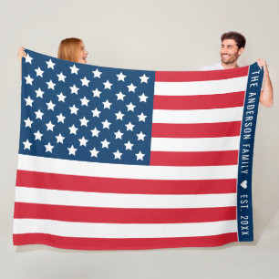 Cobertor De Velo Nome da Família da Bandeira Americana Ano de Funda