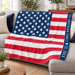 Cobertor De Velo Nome da Família da Bandeira Americana Ano de Funda